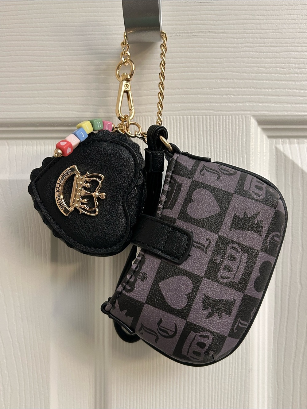 Juicy Couture Purple and Black Mini Crossbody with Heart Coin Pouch